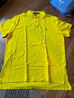 NEW Ralph Lauren Bright Yellow Polo with purple Pony LG custom fit